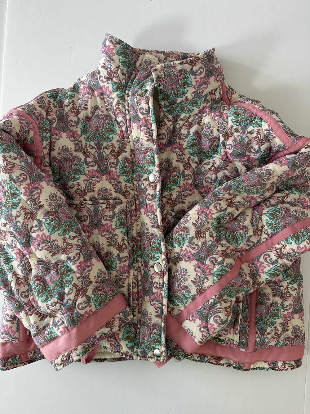 Entro Women’s Pink and Green Quilted Puffer Jacket Size Small